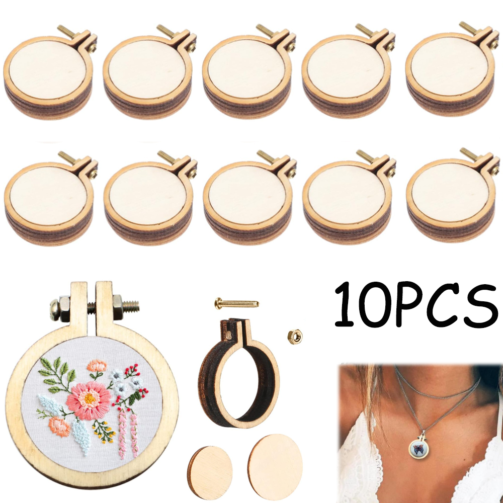Embroidery Artwork - 10Pcs/Set Wooden Mini Embroidery Hoop Ring