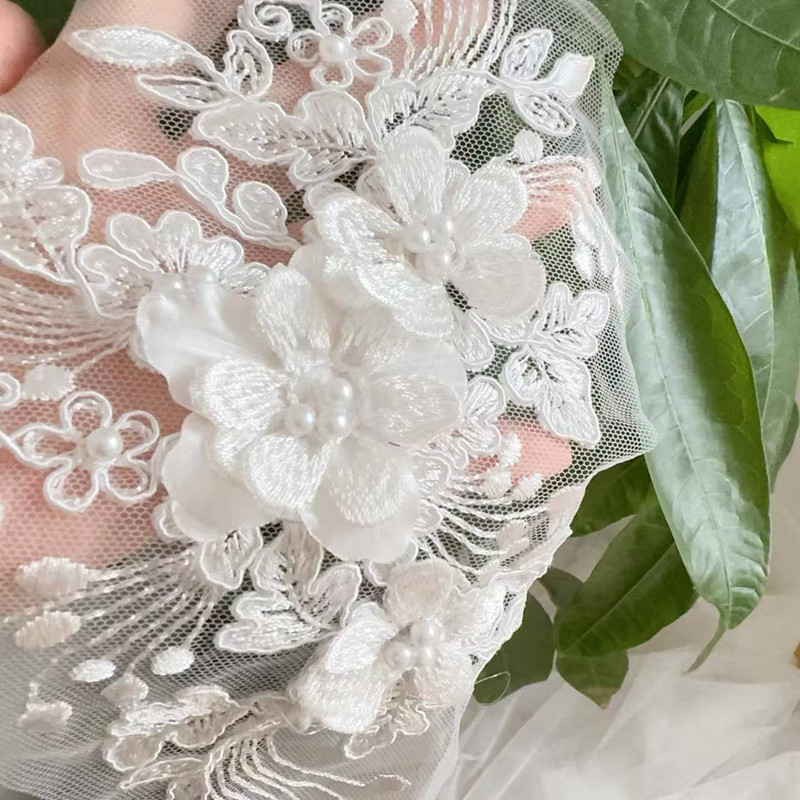 Embroidery Patches - 2PCS=1Pair,Rope Embroidery Pearl Lace 3D Mirror