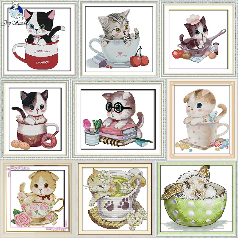 Embroidery Rabbit - Teacup Animals Cats and Rabbits Cartoon