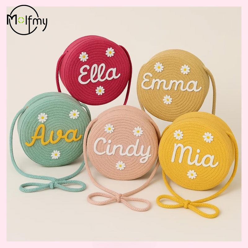 Embroidery Names - 1pcs Personalized Handmade Straw Bag for