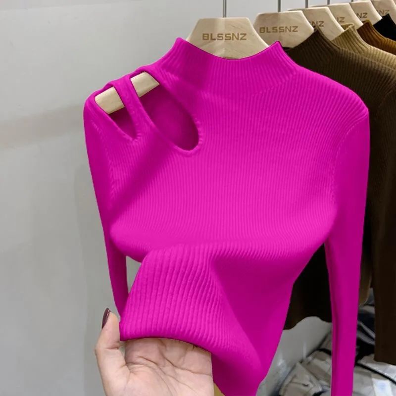2026 Hollow-out Turtleneck Kni - Embroidery Thread Yarn review and price