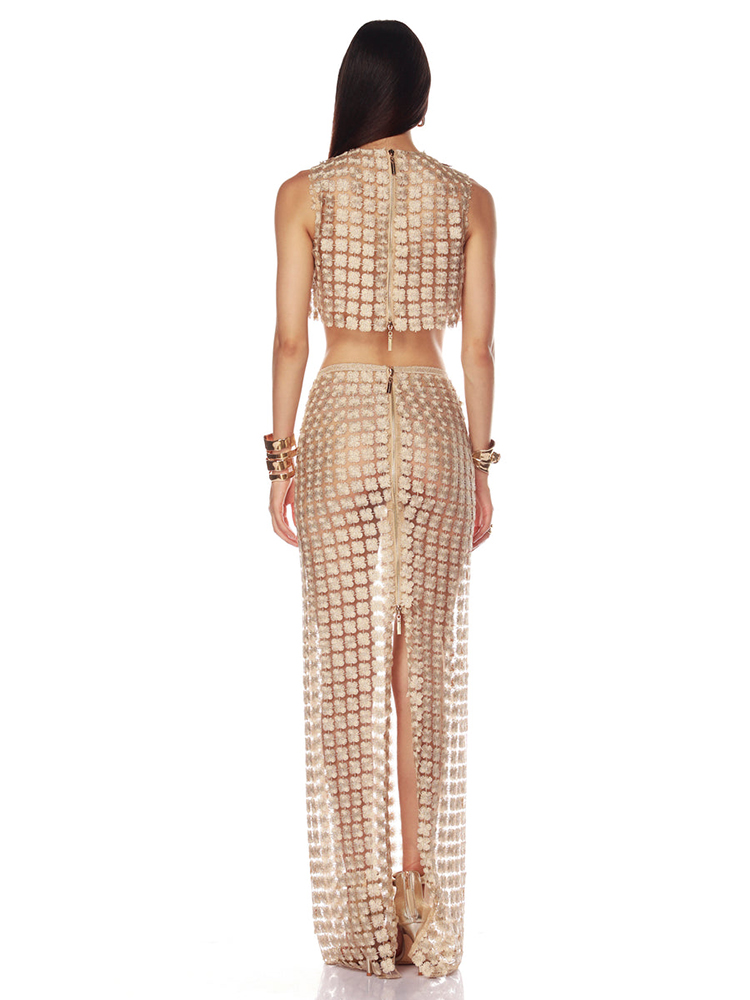 VC Stylish Beige Sleeveless Cr - Embroidery Skirt review and price