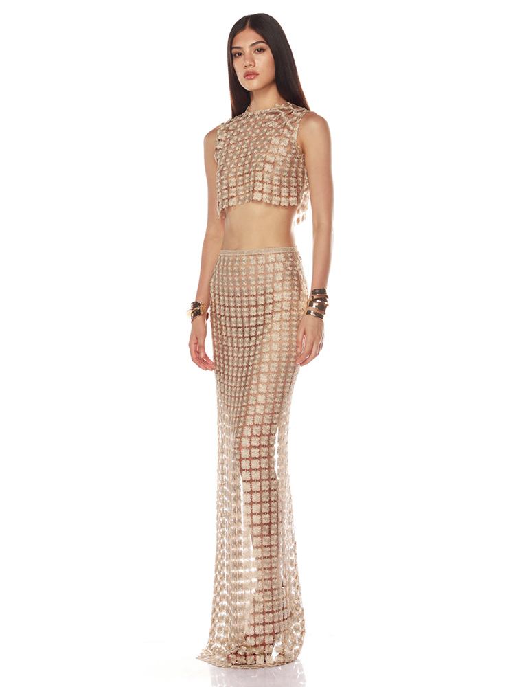 VC Stylish Beige Sleeveless Cr - Embroidery Skirt review and price