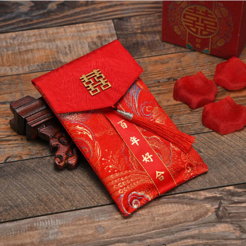 New Year Blessing Words Brocad - Embroidery Red review and price