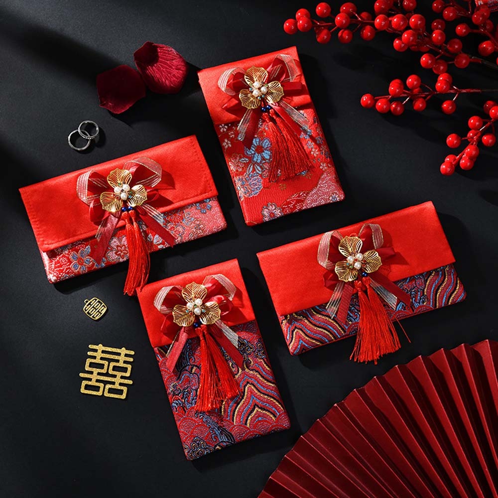 New Year Blessing Words Brocad - Embroidery Red review and price