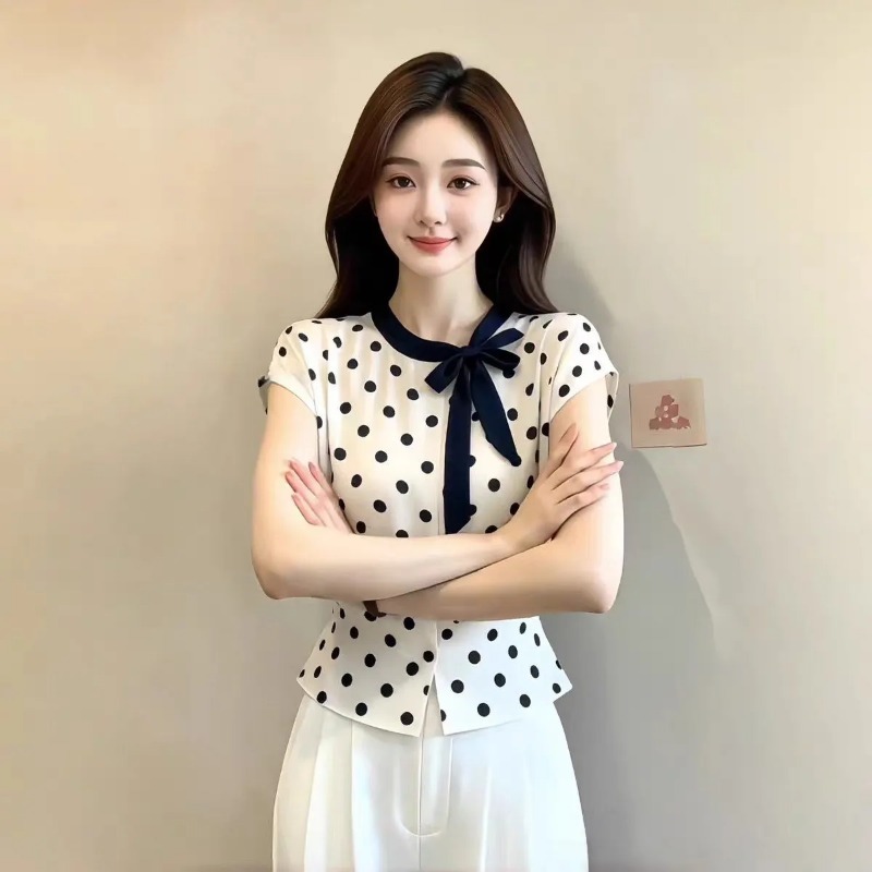Women Polka Dot Bow Tie Neck C - Embroidery Hat Machine review and price