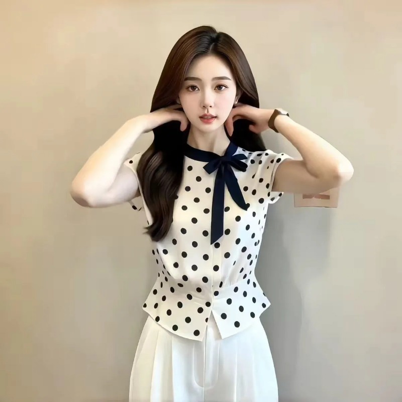 Women Polka Dot Bow Tie Neck C - Embroidery Hat Machine review and price