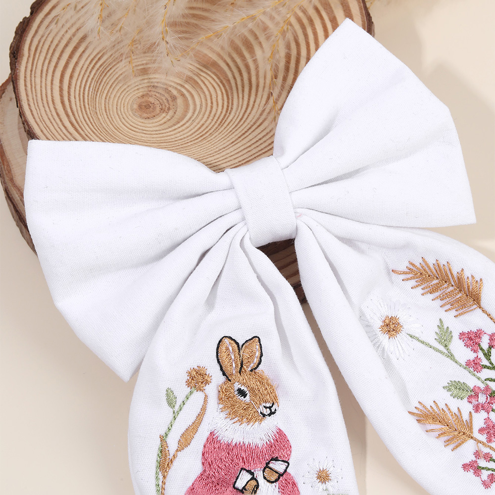 Rabbit Embroidery Bow Hair Cli - Embroidery Rabbit review and price