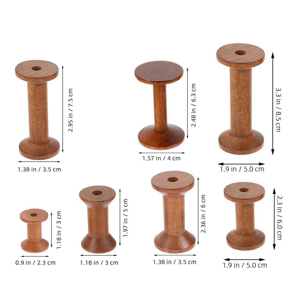 7Pcs Wooden Thread Spools Vint - Embroidery Thread Yarn review and price