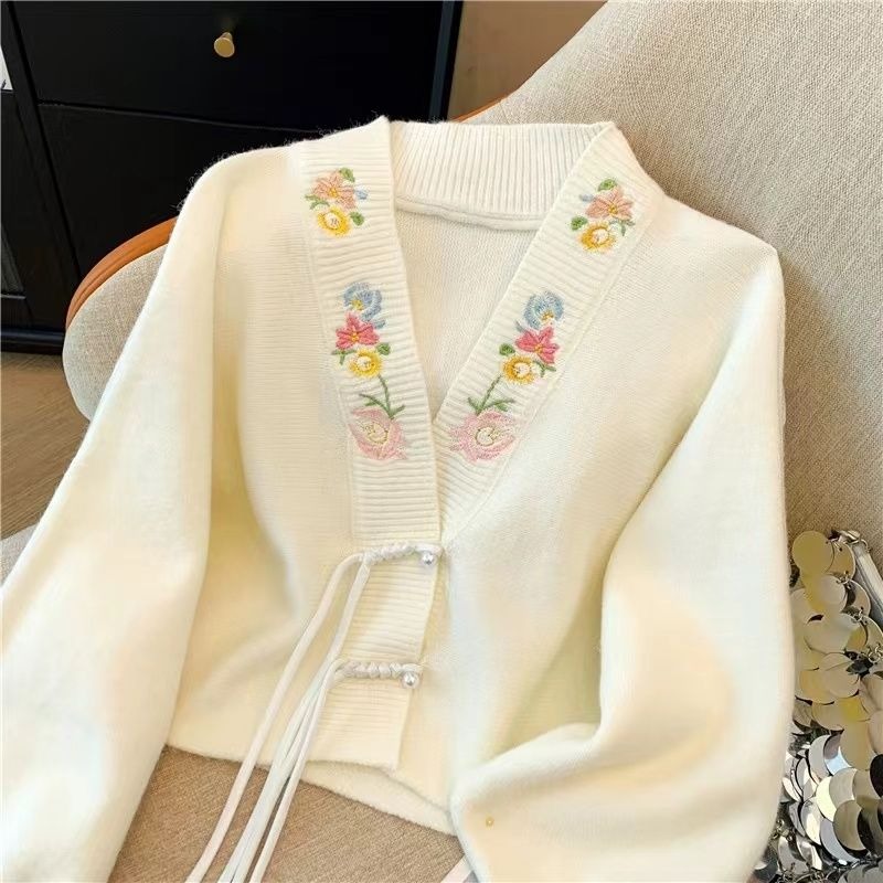 Cardigan Women V-neck New Chin - Embroidery Thread Yarn review and price