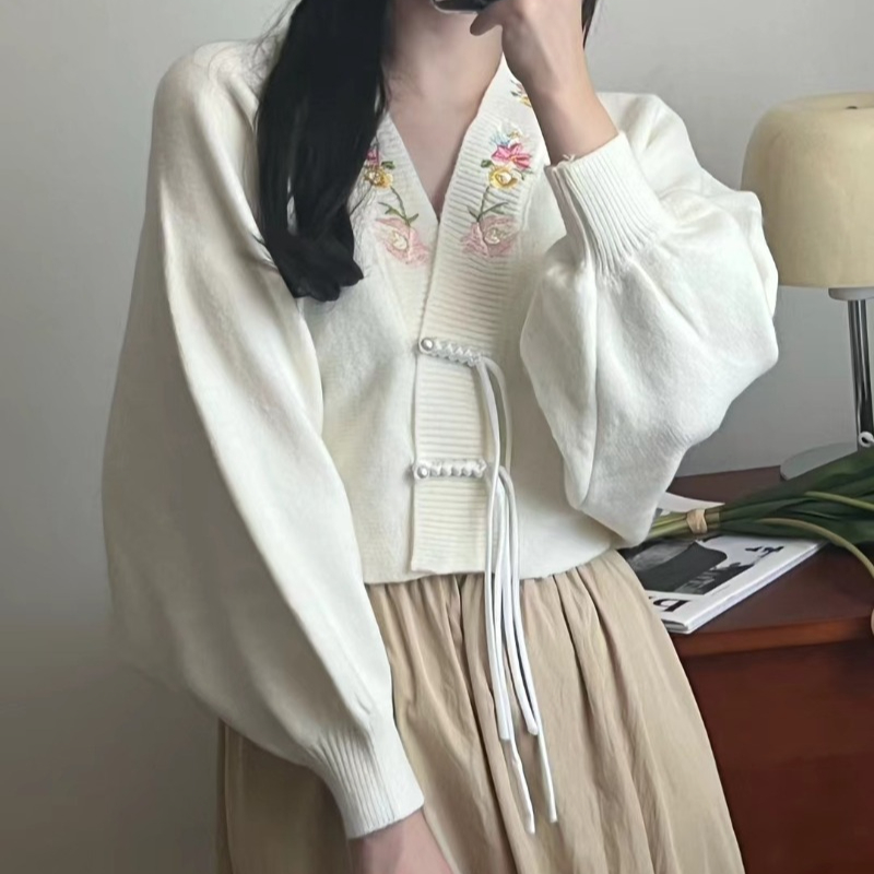Cardigan Women V-neck New Chin - Embroidery Thread Yarn review and price
