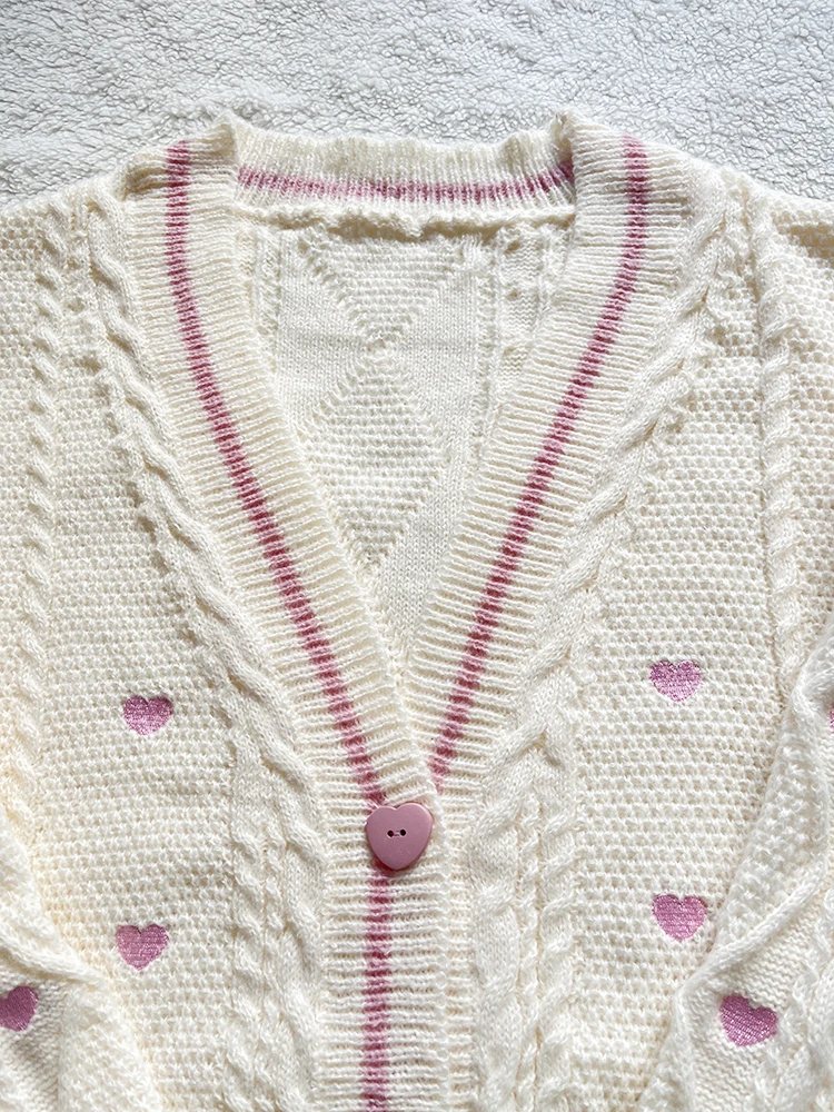 Lover Cardigan with Pink Heart - Embroidery Patches review and price