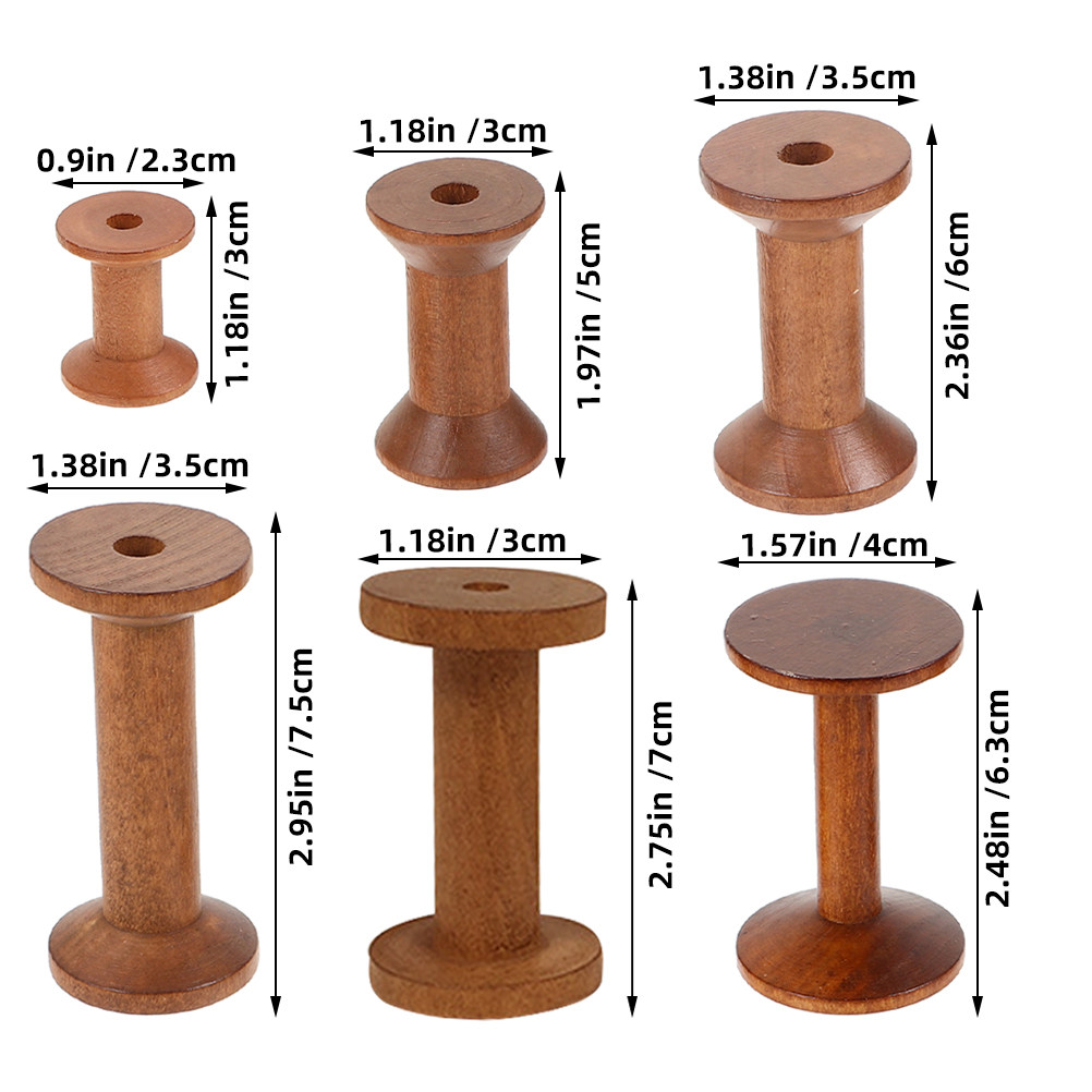 6Pcs Vintage Wooden Thread Spo - Embroidery Thread Yarn review and price