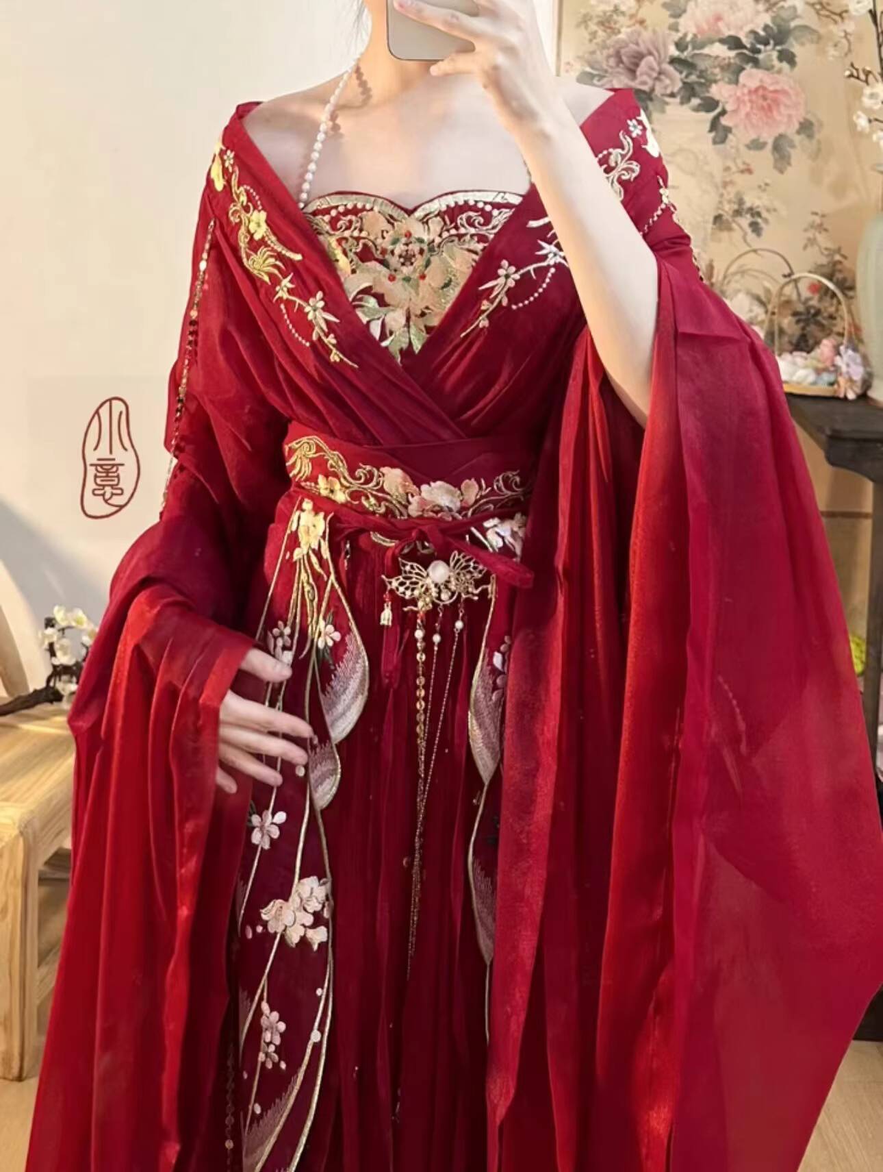 2025 hot Guofeng Goddess Of Fl - Embroidery Red review and price