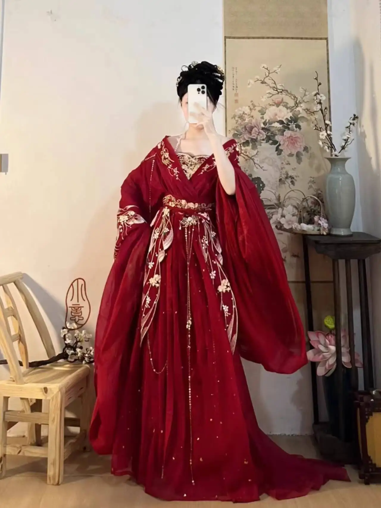 2025 hot Guofeng Goddess Of Fl - Embroidery Red review and price