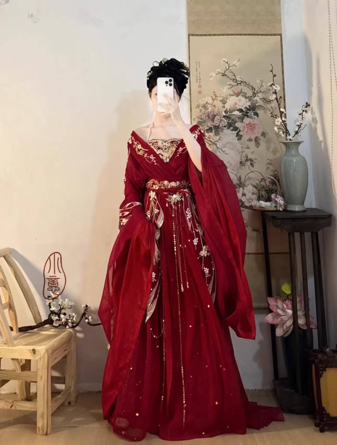 2025 hot Guofeng Goddess Of Fl - Embroidery Red review and price