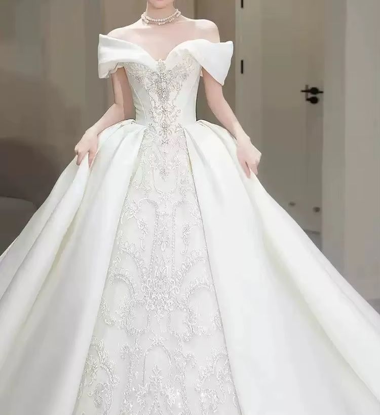 Chic Wedding Dresses Off Shoul - Embroidery Skirt review and price