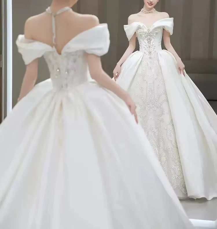 Chic Wedding Dresses Off Shoul - Embroidery Skirt review and price
