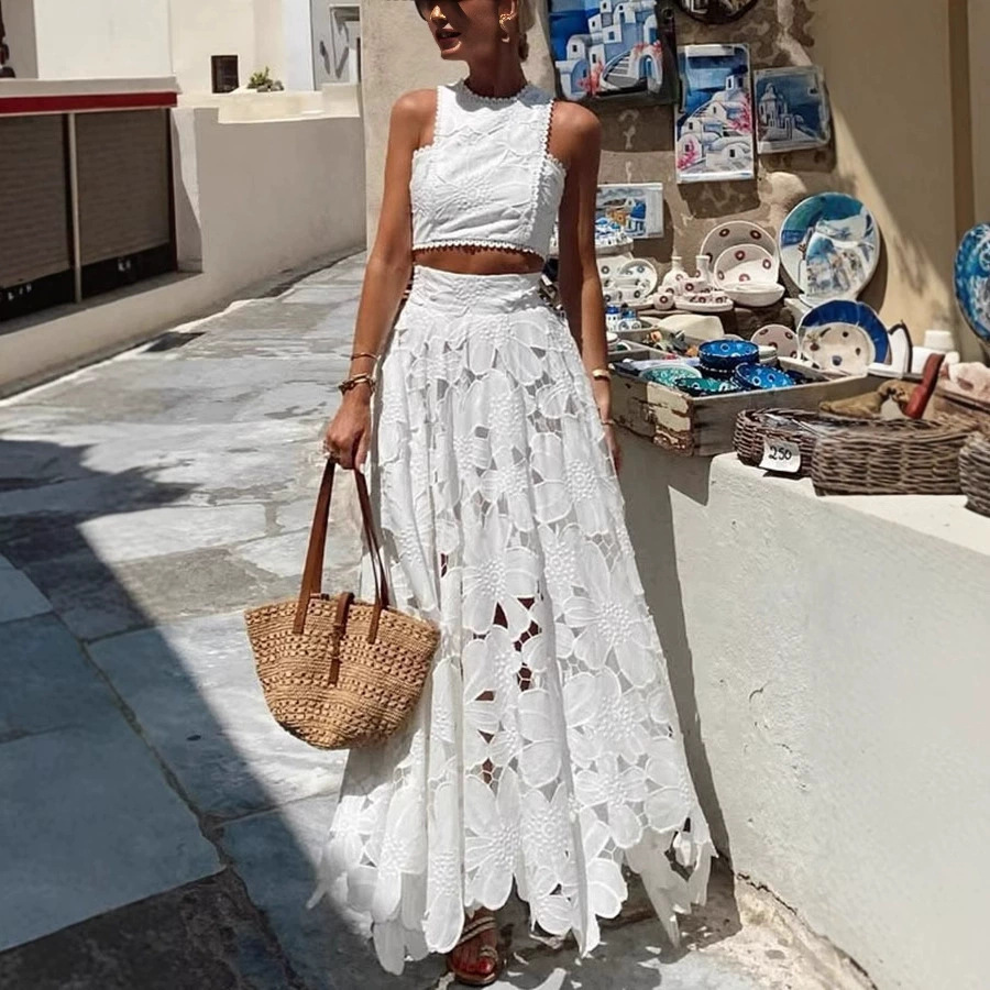 Women's White Floral Lace Embr - Embroidery Skirt review and price