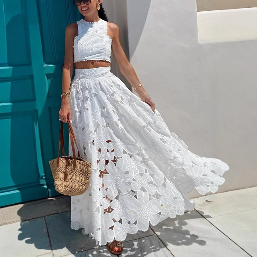 Women's White Floral Lace Embr - Embroidery Skirt review and price