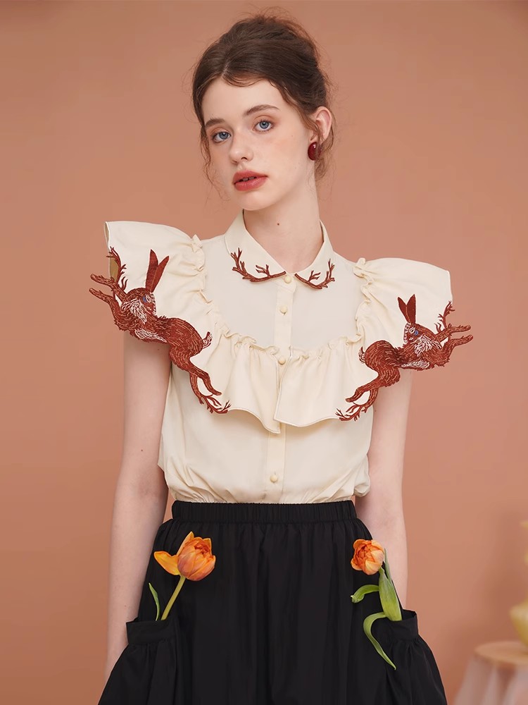Rabbit Embroidered Shirt for W - Embroidery Rabbit review and price
